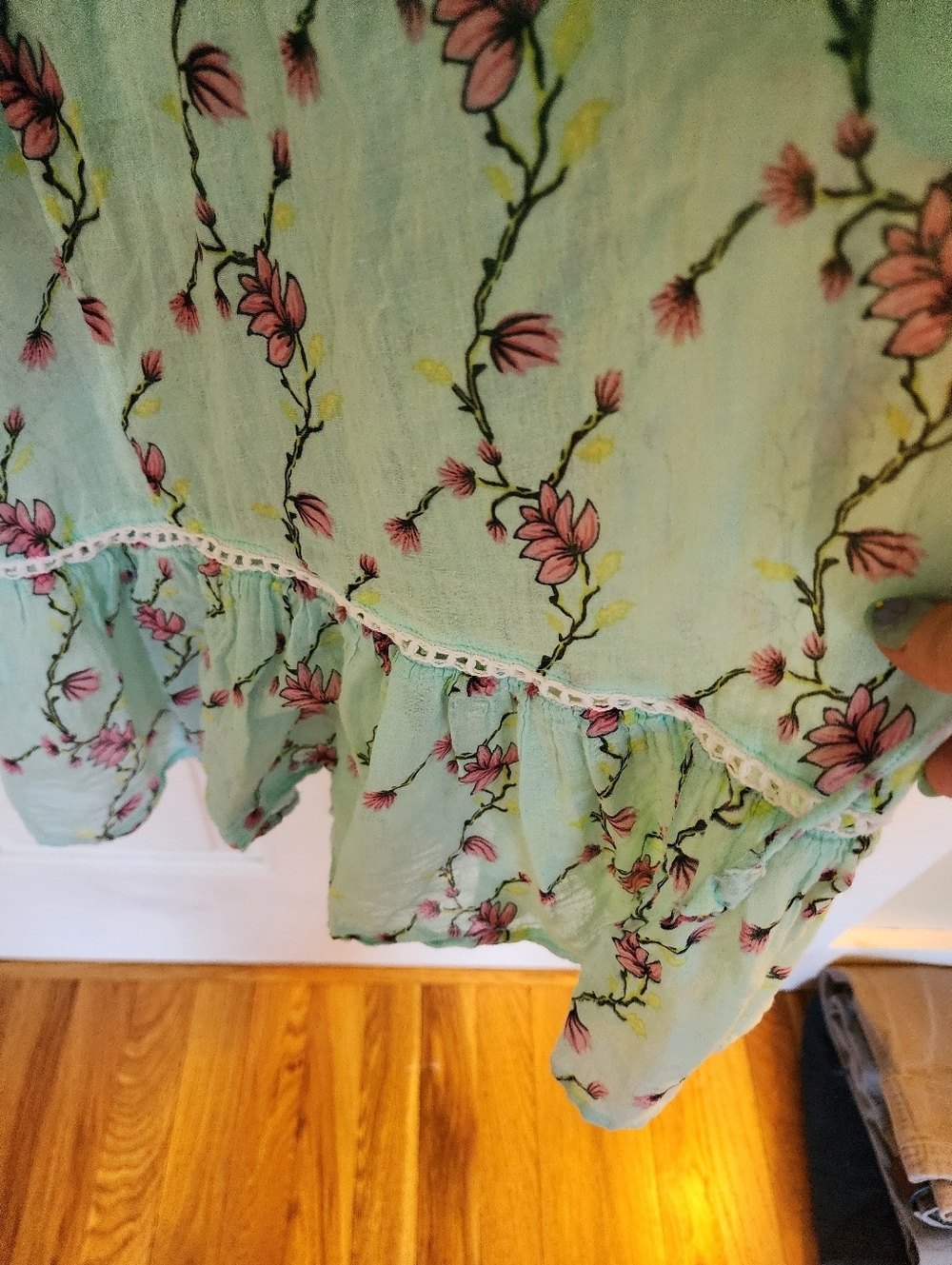 Debbie Katz South Beach Maxi Green & Pink Floral Dress Romantic Resort Size S - Picture 6 of 12